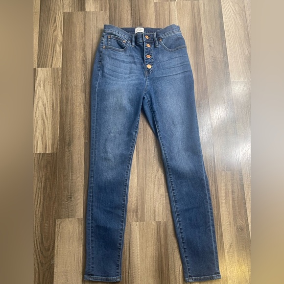 J. Crew High Rise Blue Jeans with Button Detail - Picture 4 of 4